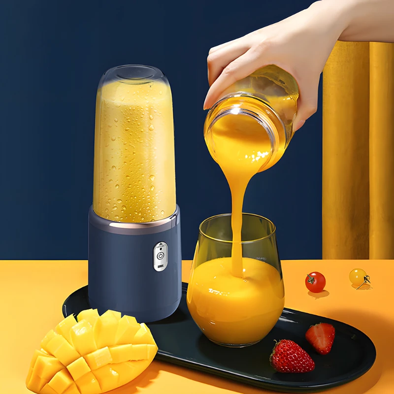 

2-in-1 Portable USB Blender & Juicer, 6 Stainless Steel Blades, 500ml Cups for Smoothies, Shakes, Juices, Rechargeable, Compact,