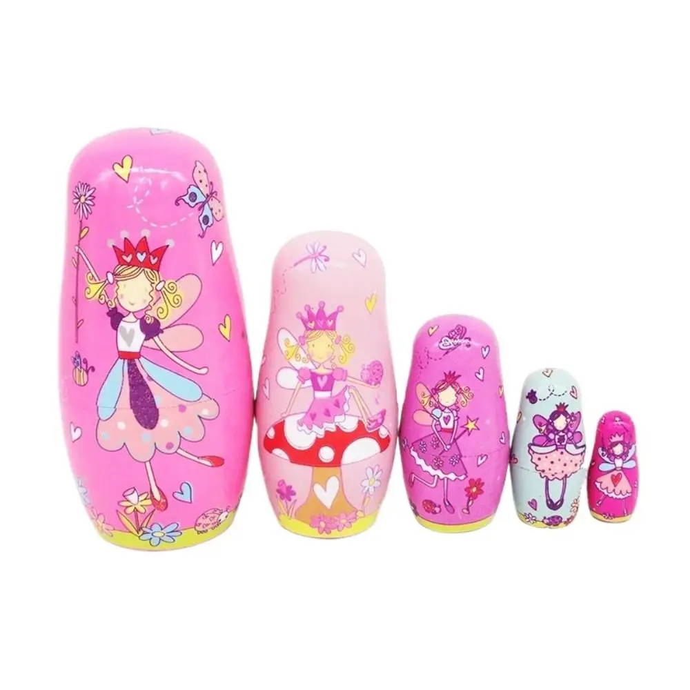

Japanese Girl Animal Matryoshka Doll Egg Shape Owl Elephant Wooden Stacking Dolls 5Pcs/Set Cat Owl Nesting Dolls Xmas Gifts