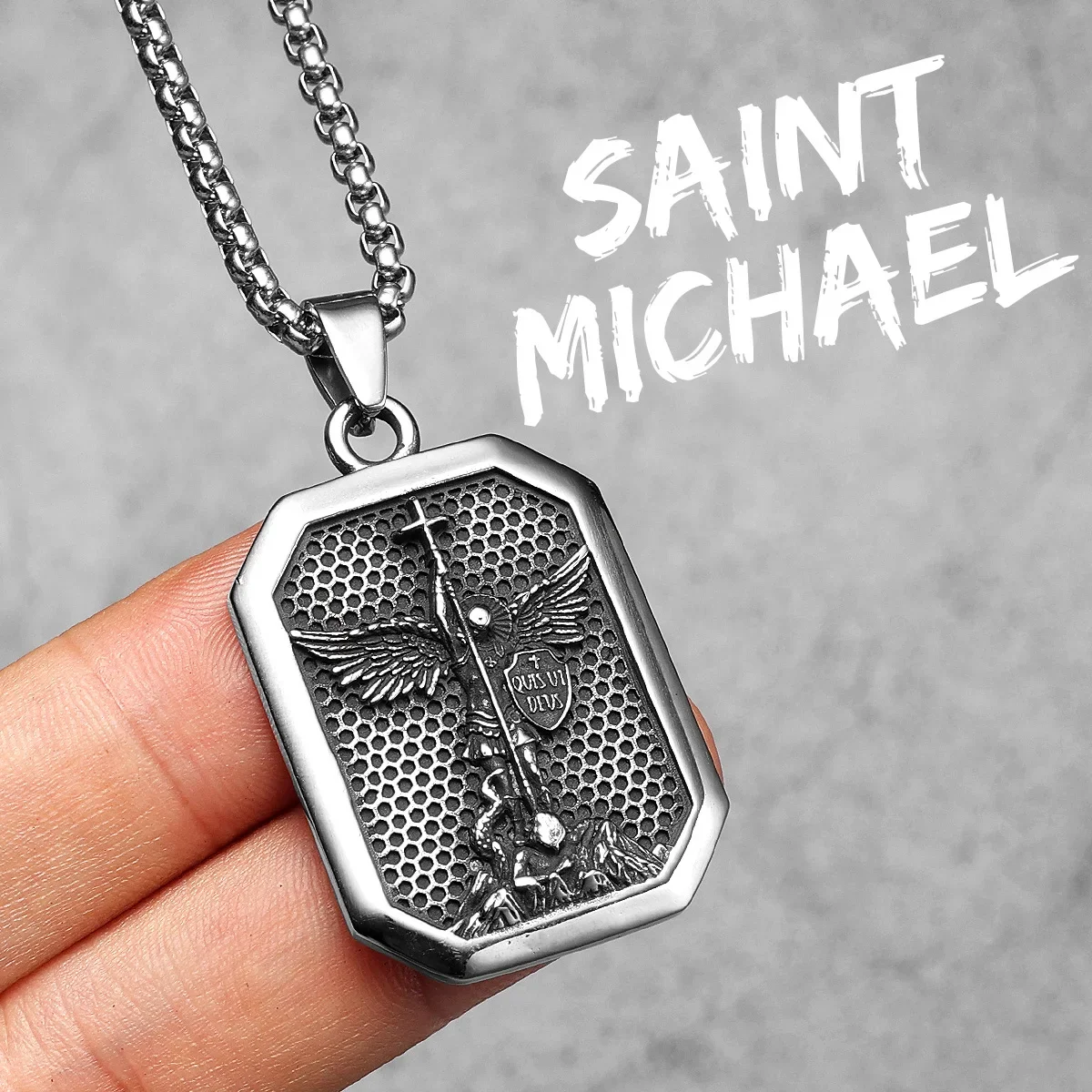 Collana Ciondolo Angioletto Guardiano In Acciaio Titanio | 28x34 Mm Vintage Hip Hop | Unisex Oro E Argento | Regalo Significativo Per Protezione E Amore - 4