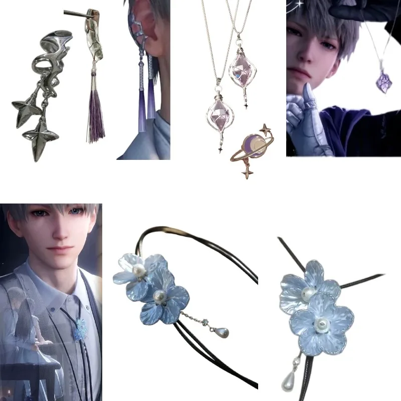 

Love and Deepspace Xavier Cosplay Necklace Tie Neckpiece Metal Star Badge Brooch Halloween Cos Props Anime Peripheral Gifts