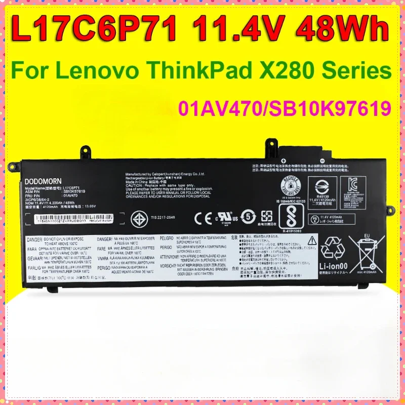 Laptop Batteries for Lenovo ThinkPad X280 01AV470 L17L6P71 L17C6P71 Laptop Battery 48Wh 11.4V Laptop Parts & Accessories