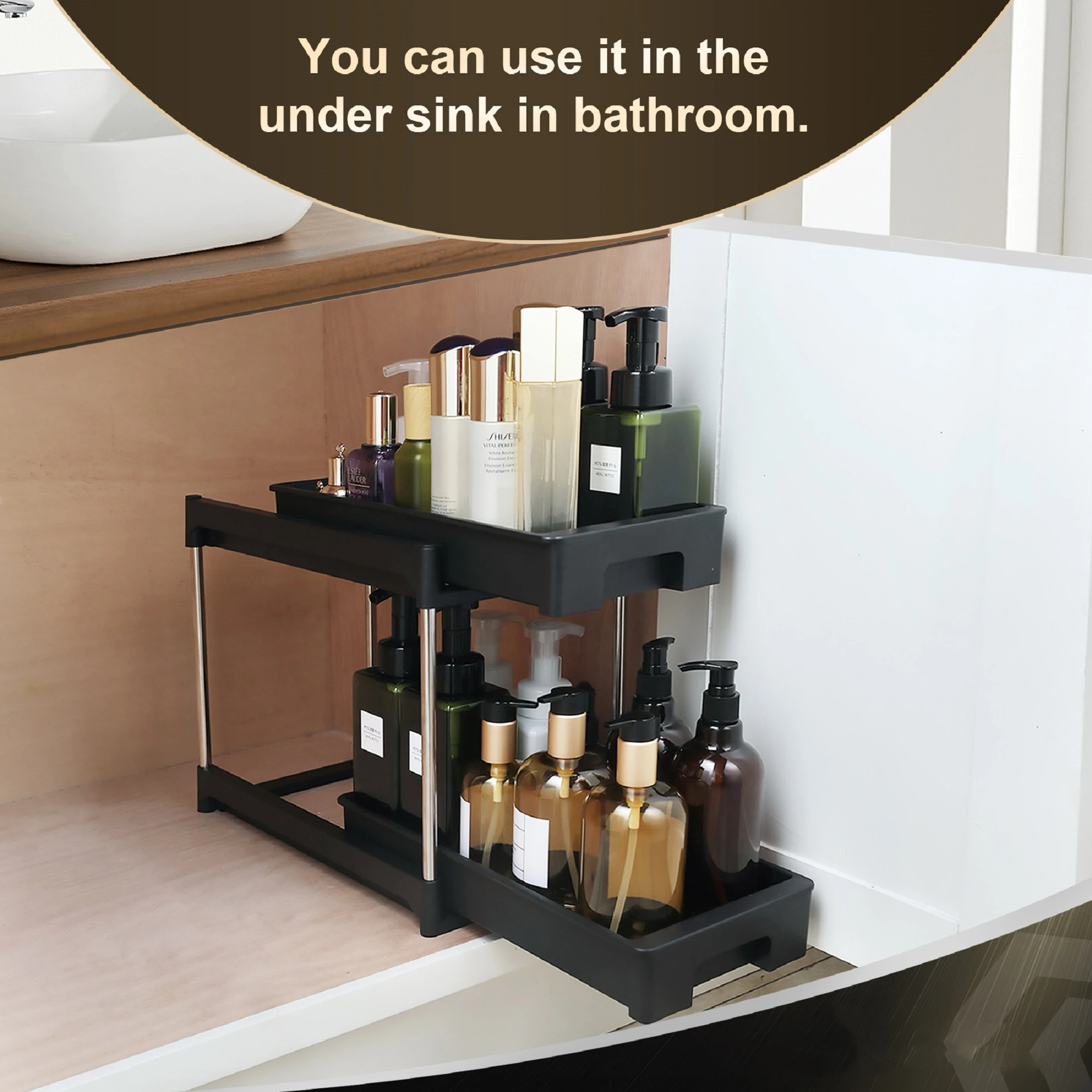 

Органайзеры и системы хранения, выдвижные ящики для хранения с 2 крючками, черные