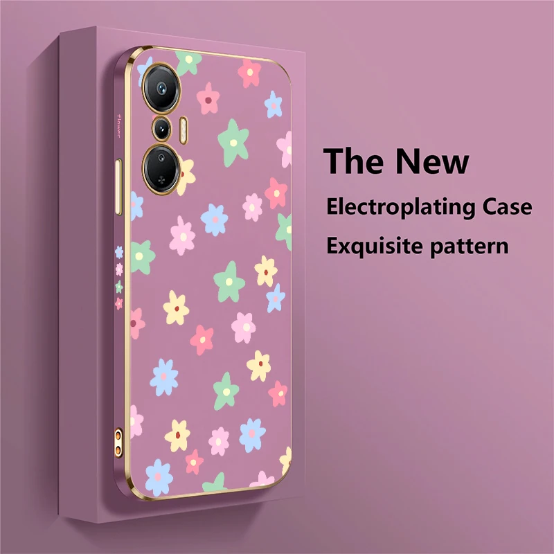 Plating Phone Case For Infinix Hot 12 11S 11 2022 10T 8 9 Play 10 Lite 10i 10S NFC Soft Silicone Flower Print Shockproof Cover - view 3