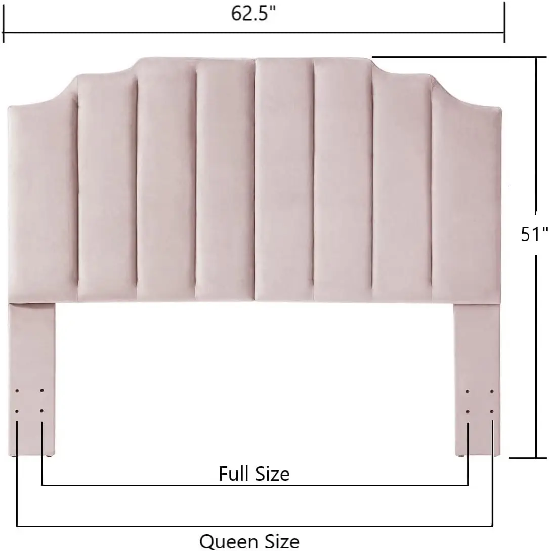 Różowy aksamitny tapicerowany zagłówek w rozmiarze queen-size Pełnowymiarowy zagłówek, zagłówek Tufted do łóżka typu queen-size Pełne łóżko, nowoczesny pionowy Ch