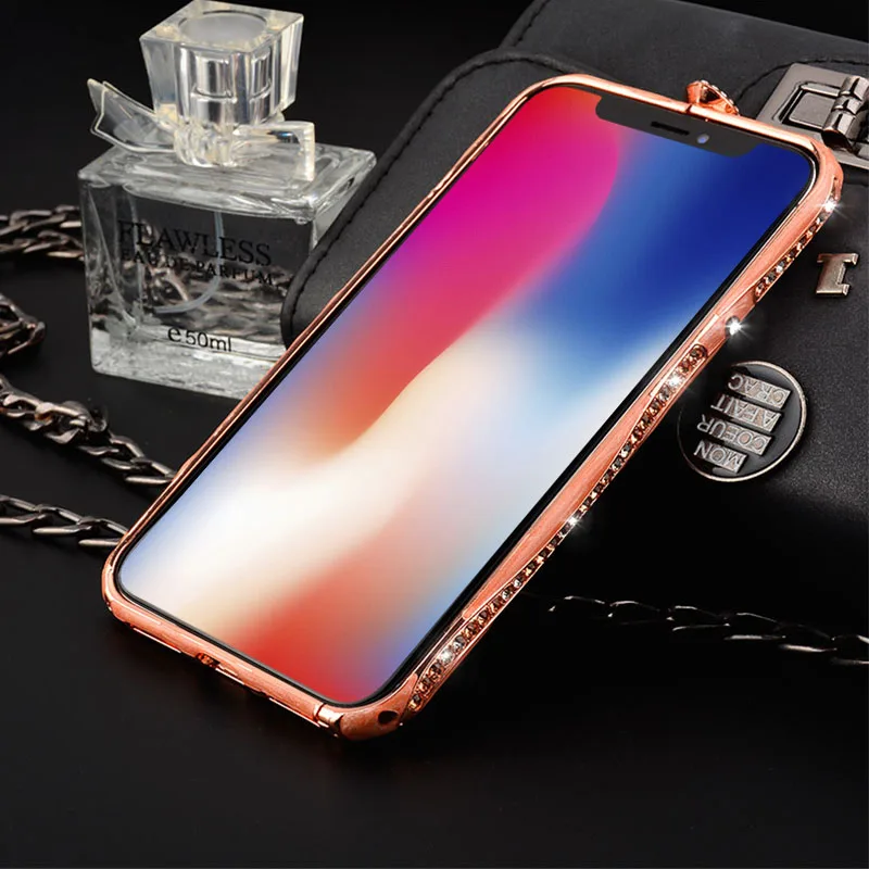 

Hot Ceramic Style Diamond Bumper For iPhone 11 Pro Max XSMAX XR XS X 6S 7 8 Plus Cover Case Metal Phone Border