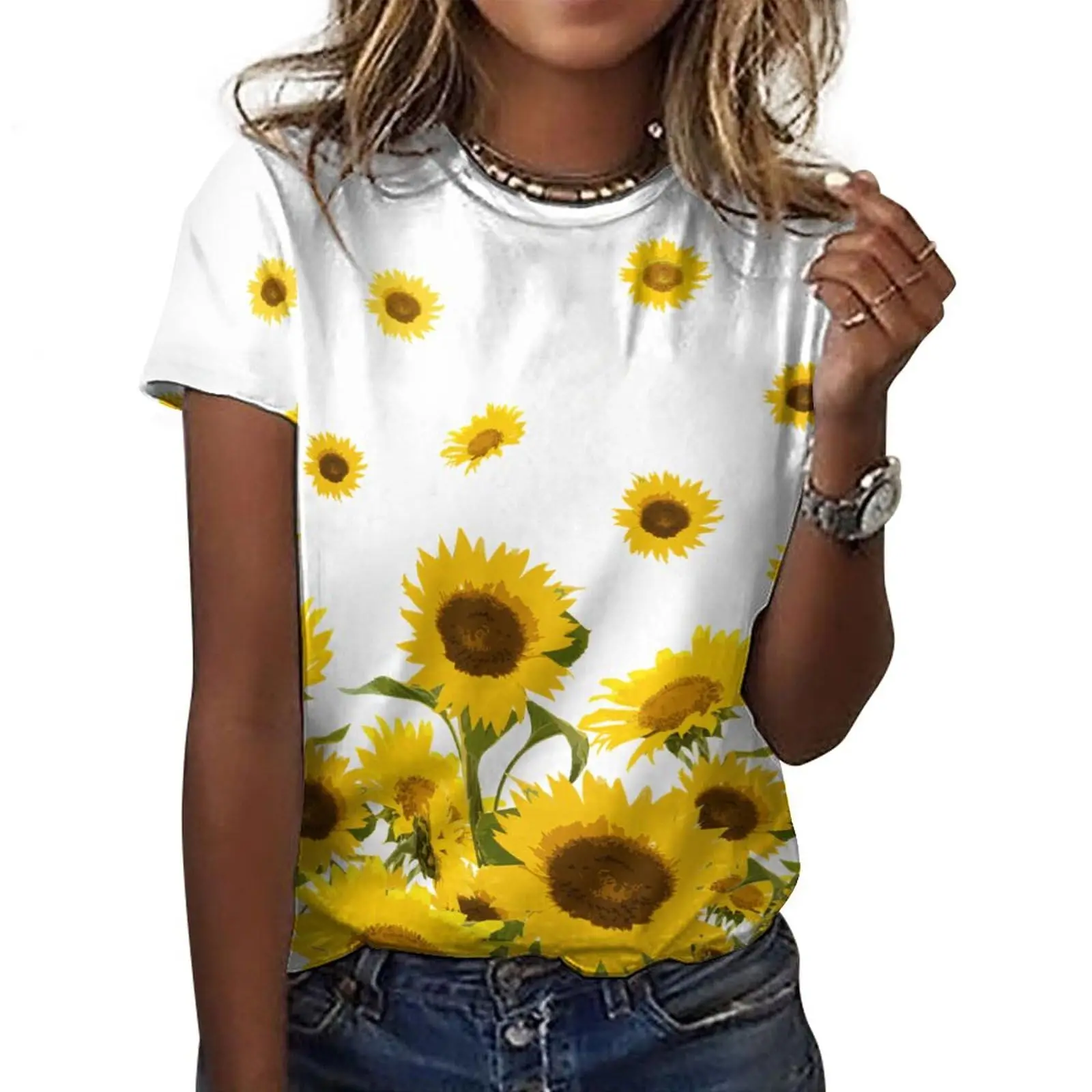 Fashion New Sunflower Floral 3D Print T-Shirts Women Streetwear Oversized Casual Short Sleeve T Shirt Harajuku Tops Tees Clothes