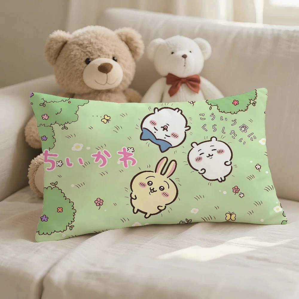 Cartoon C-Chiikawa Kissenbezug für Sofa, Wohnzimmer, Schlafzimmer, Kopfteil, Rückenlehne, Nickerchen-Zweckeinsatz – Detail 5