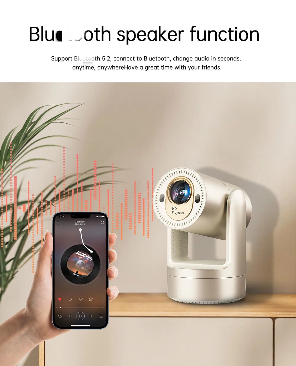 Proyektor Portabel Pintar Konferensi Video Hiburan Home Theater HD WIFI 1GB + 8GB BT 5.2 Proyektor Mini HY7 Dapat Diputar 4K