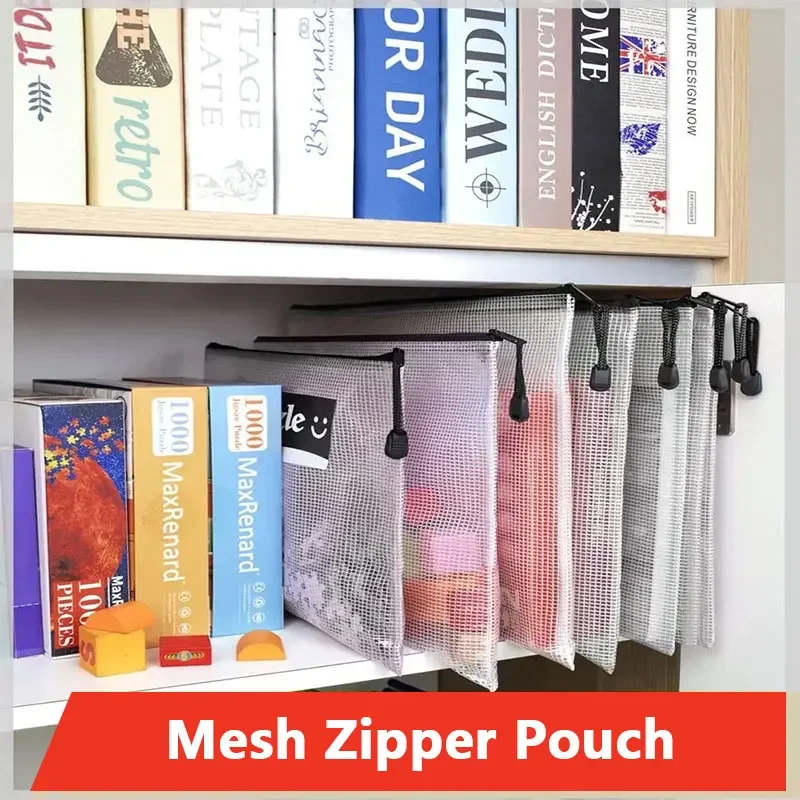 A3/A4/A5/A6 Mesh Zipper Pouch Document Bag Waterproof Zip File Folders School Office Supplies Pencil Case Cosmetic Makeup Bags view 2