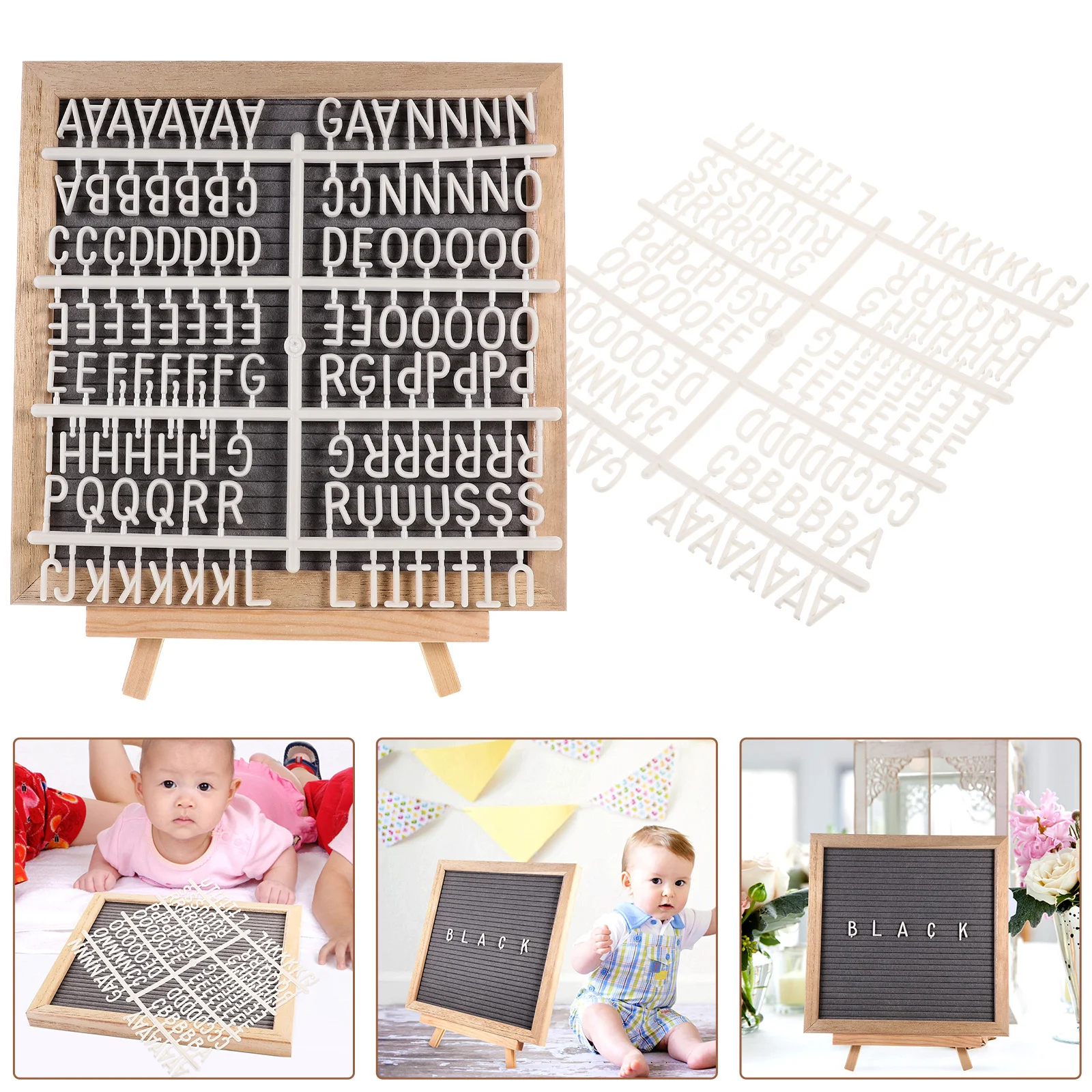 

1Set Felt Letter Board with Wooden Easel Stand for Desktop Display and Event Decor Felt Letter Board Home Accessory