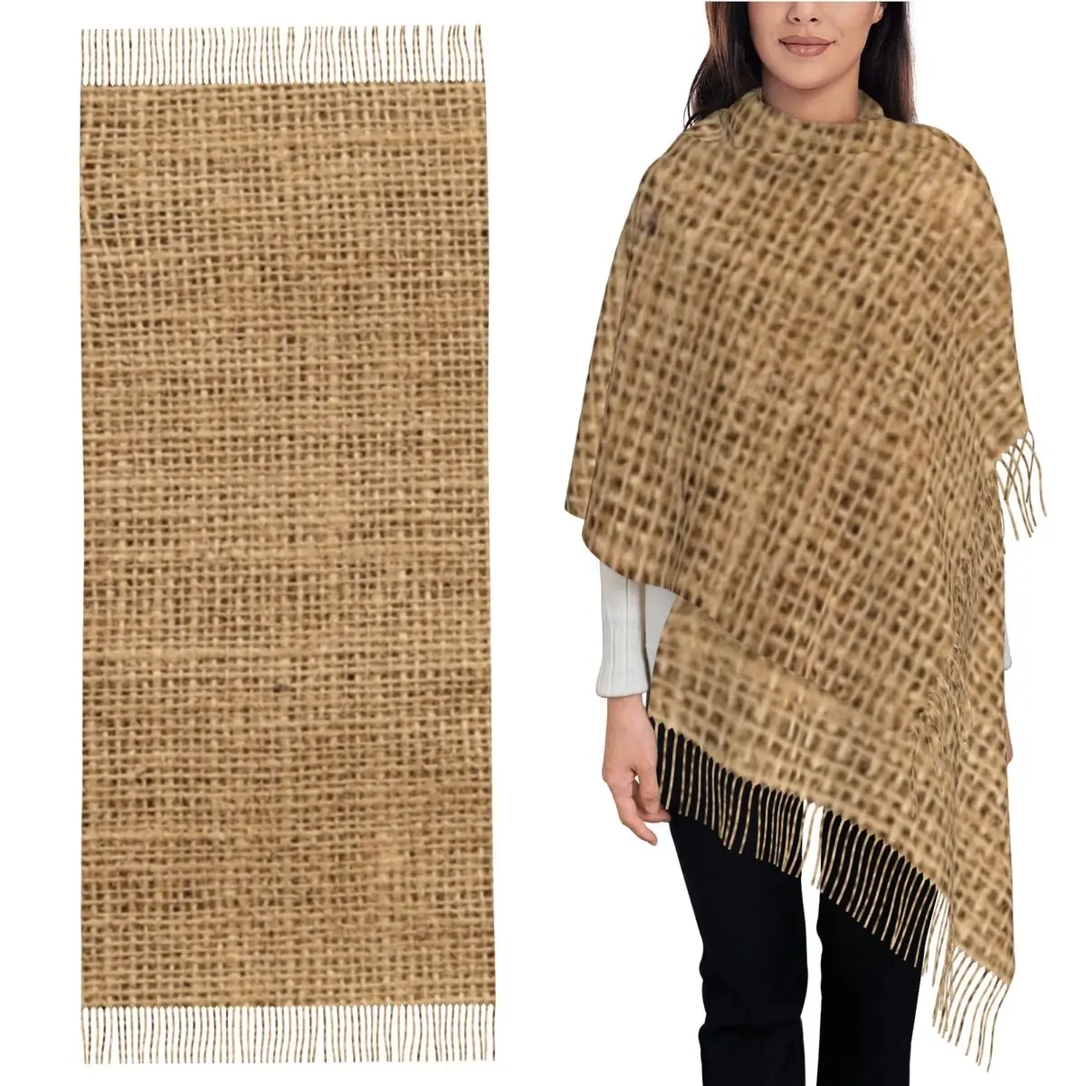 

Плетеный плетеный шарф из ротангового дерева, шарфы с кисточками для женщин, мягкие теплые шали и накидки, длинная осенне-зимняя шаль