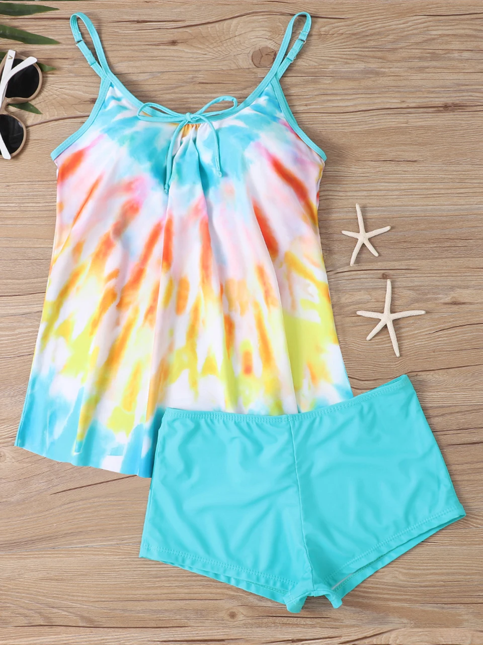 

2024 Loose Version Tankini With Shorts Swimsuit Women Swimwear Female Padded Printed Bathing Swimsuit Swimming Summer Beachwear