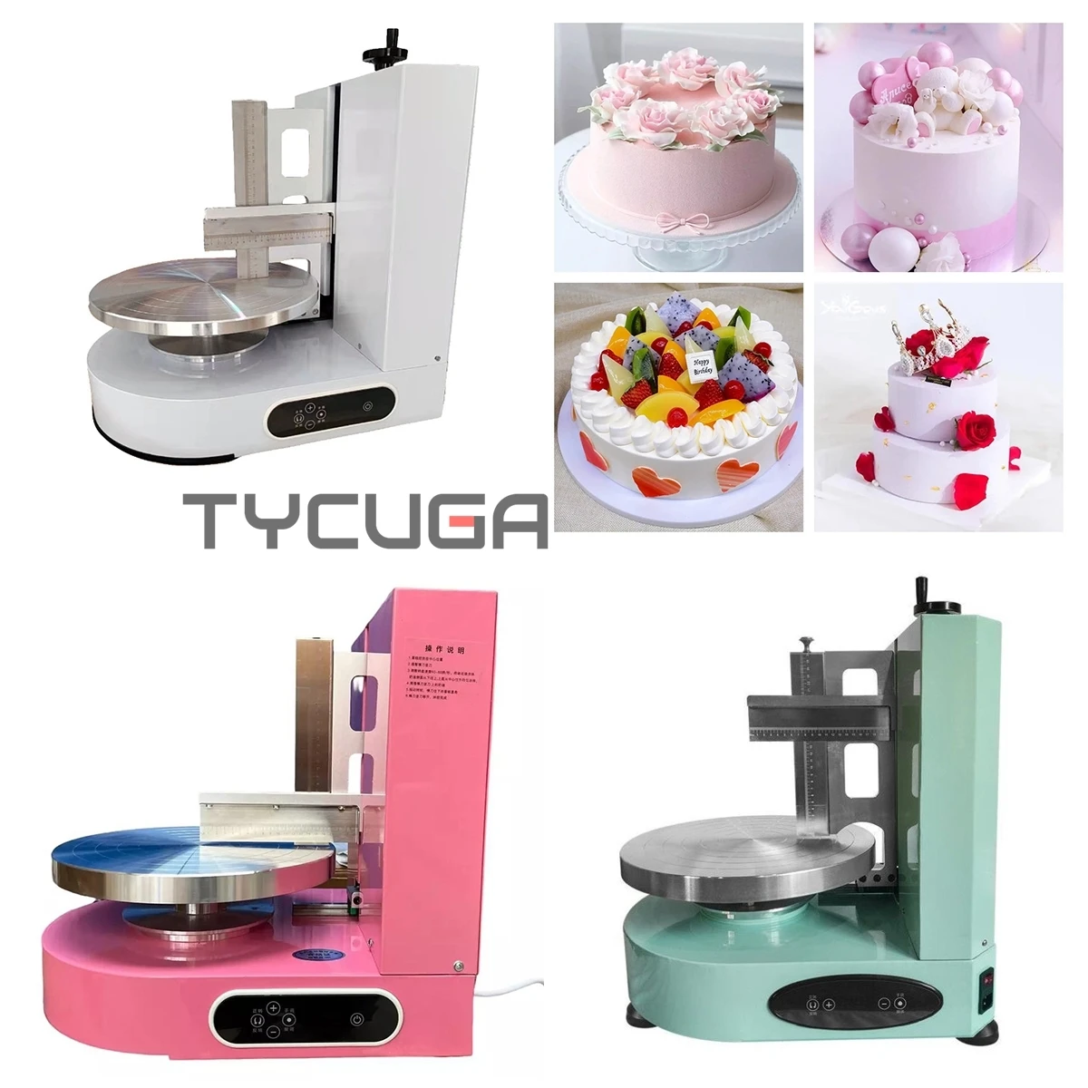 4-12 inch Electric Birthday Cake Cream Smooth Coating Decoration Machine Butter Cake Bread Cream Baking Decoration Spreader 110V