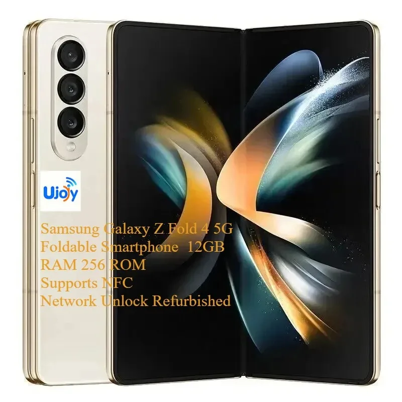Network Unlock Foldable Smartphone Samsung Galaxy Z Fold 4 5G 12GB RAM 256 ROM Supports NFC Refurbished Smartphone