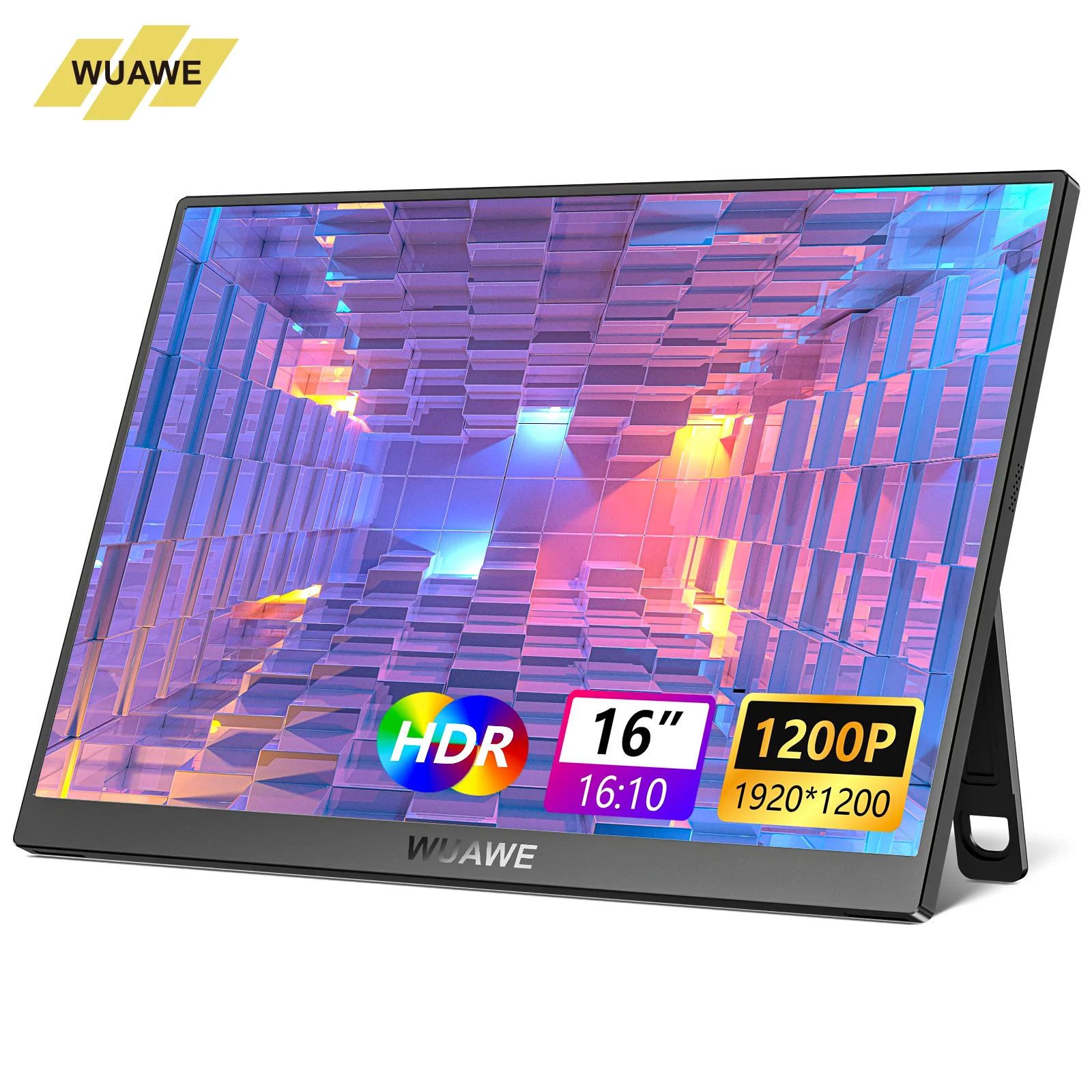 Beautiful WUAWE 60HZ 16 inch Gaming Portable Monitor for Laptop, 1200P Display LCD FHD External Second Computer Screen for Phone