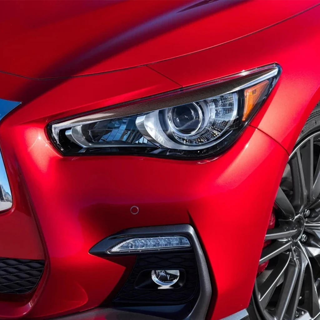 For Infiniti Q50 2014-2019 Car Front Light Front Lamp Eyelid Eyebrow Cover Carbon Fiber Headlight Eyebrows