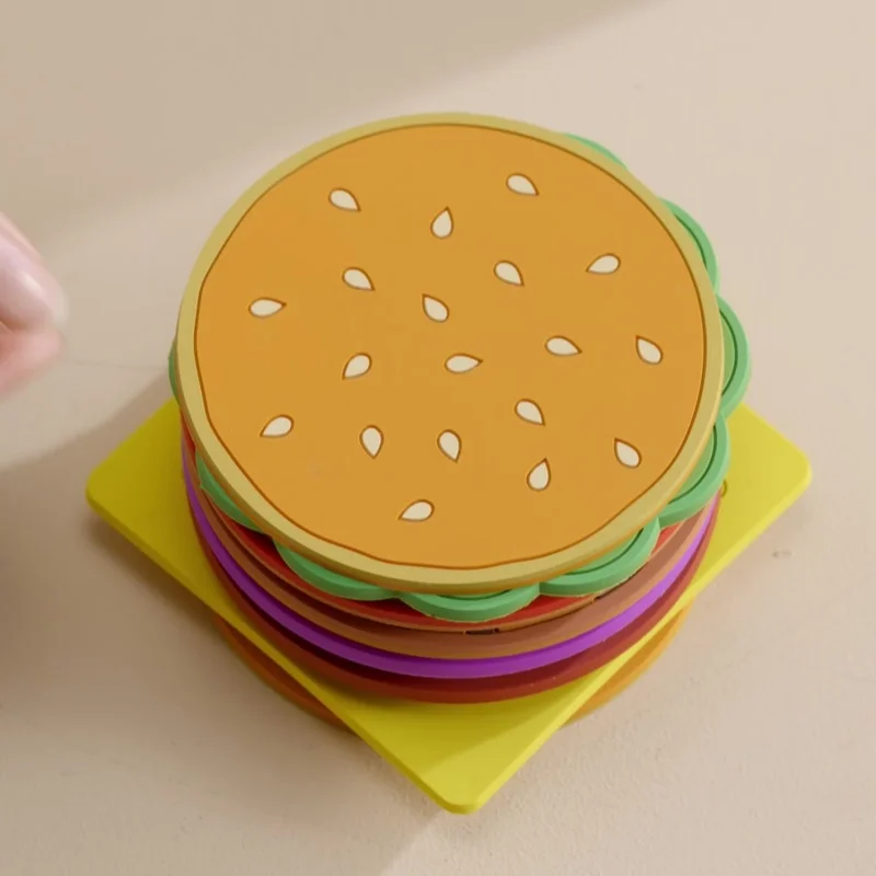 

Set of 8 Hamburger Coasters Creative Waterproof Greaseproof Mats PVC Thickened Heat Insulating Coffee Coaster Jewelry Photograph