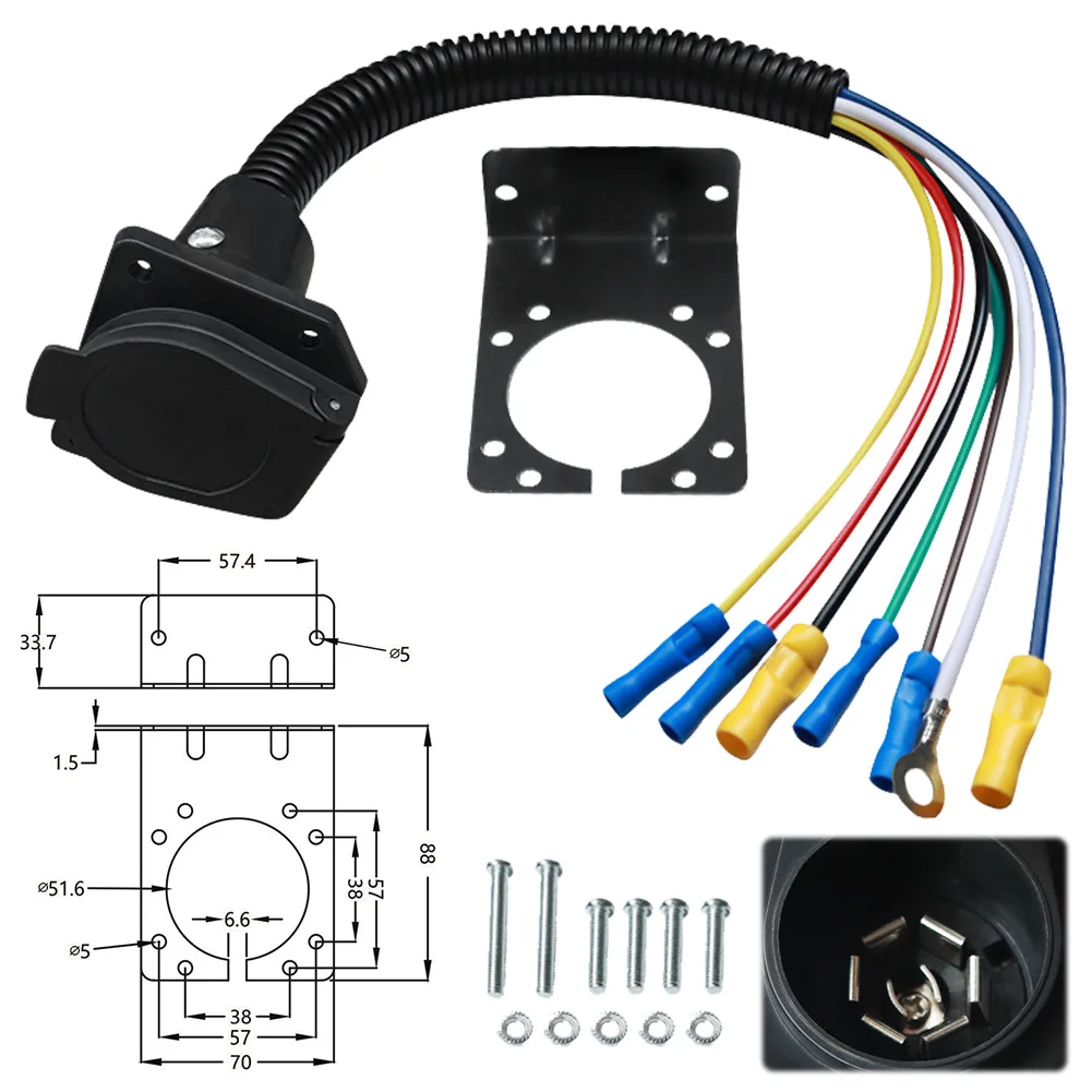السيارات الأمريكية موصل متعدد الوظائف مقطورة تمديد قابس كوابل مجمعة الصدأ برهان 7 طريقة أنثى نهاية مقطورة المقبس اكسسوارات السيارات