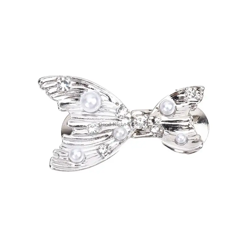 Adjustable Fish Tail Waist Clasp For Jeans Detachable Rhinestones Pearls Decorated No Sew Design