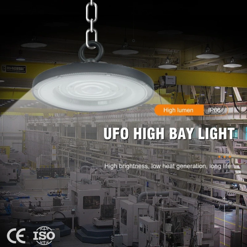 Super Bright 100/150/200W UFO LED High Bay Lights Waterproof Commercial Industrial Market Warehouse Garage Workshop Garage Lamps