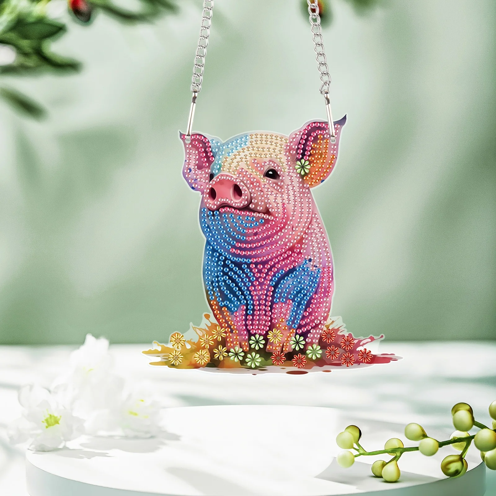 

Набор для алмазной живописи с подвесками, Набор для творчества с красочными стразами в виде свиньи, набор для подвешивания окон для взрослых, украшение для дома