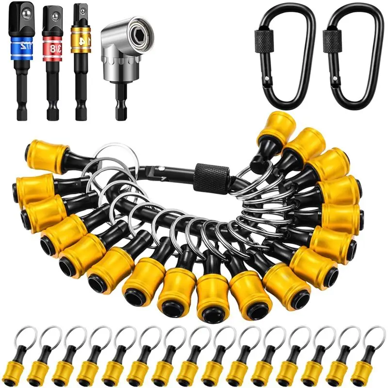 

AB11-18Pcs Bit Holder Keychains 3 Pcs 1/4 3/8 1/2 Inch Socket Portable Hex Shank Screwdriver Impact Drill Bit Holder