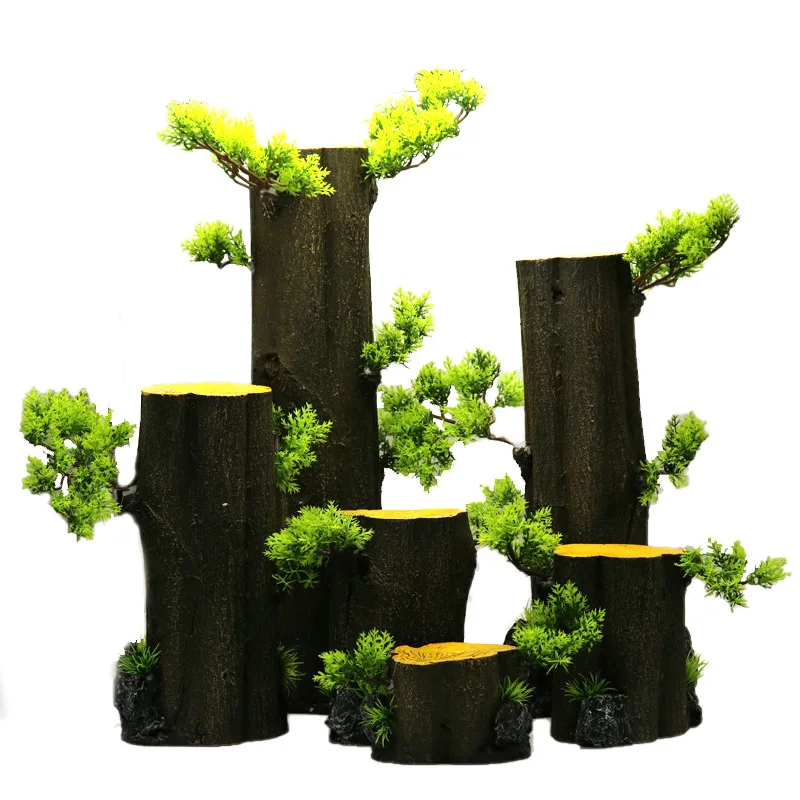 Resin Aquarium Simulate Forest Stumps Fish Tank Decorations Ornament Sunken tree trunk Water Grass landscaping Accessories New