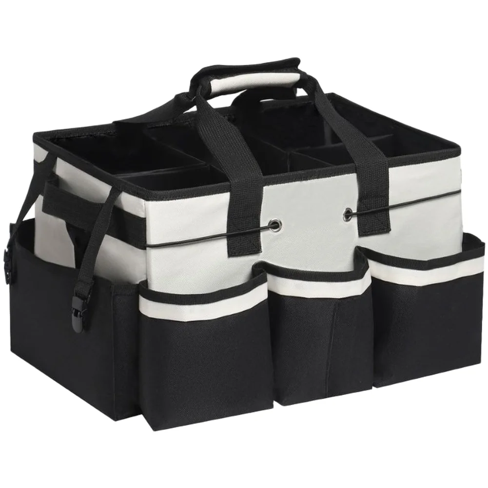 Large Capacity Oxford Fabric Tool Organizer Bag Multi Functional Cleaning Supply Storage With Adjustable Partition And Handle