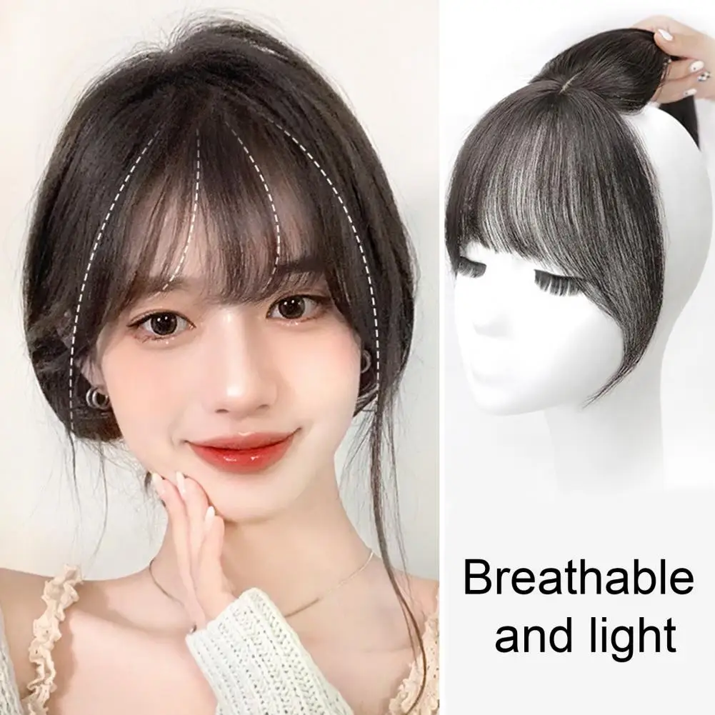 25cm 3D French Bangs Natural Clip-in Wispy Bangs Forehead Hair Extensions Black Brown Curved Air Bangs Fringe Wig Hairpieces