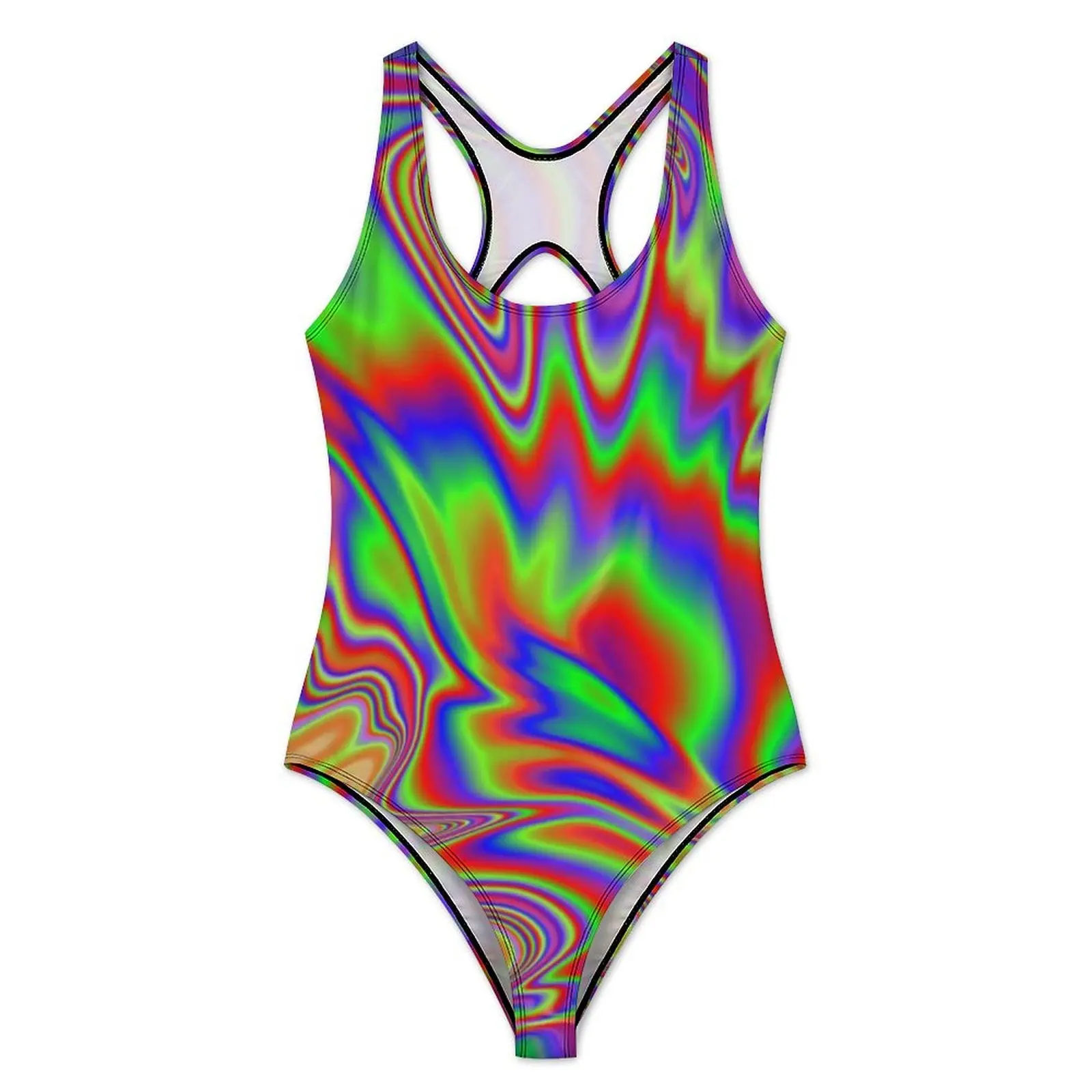 Liquid Rainbow Swimsuit Abstract Marble Print One-Piece Swimwear Push Up Modern Monokini Sexy Surfing Design Swimsuits