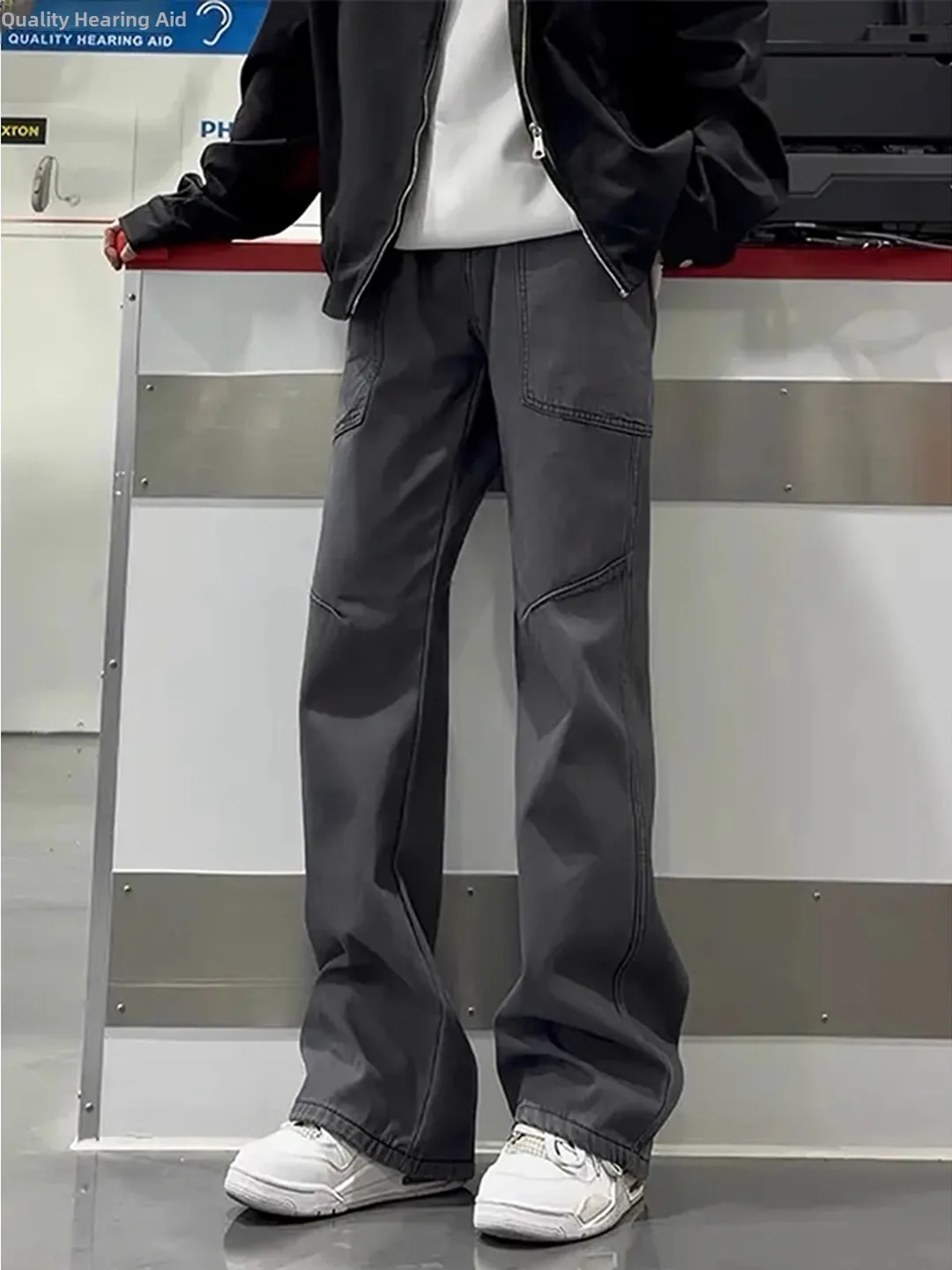 

ay Logging Work Pants Men's Autumn Winter Fce Lined Bootcut Straight Leg American High Street Casual Trousers