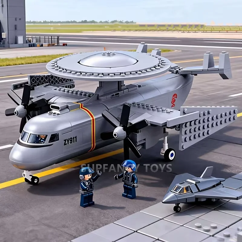 Sluban 291PCS Air Force Airborne Early Warning Aircraft AEW Model Building Blocks Set Educational Toys for Children