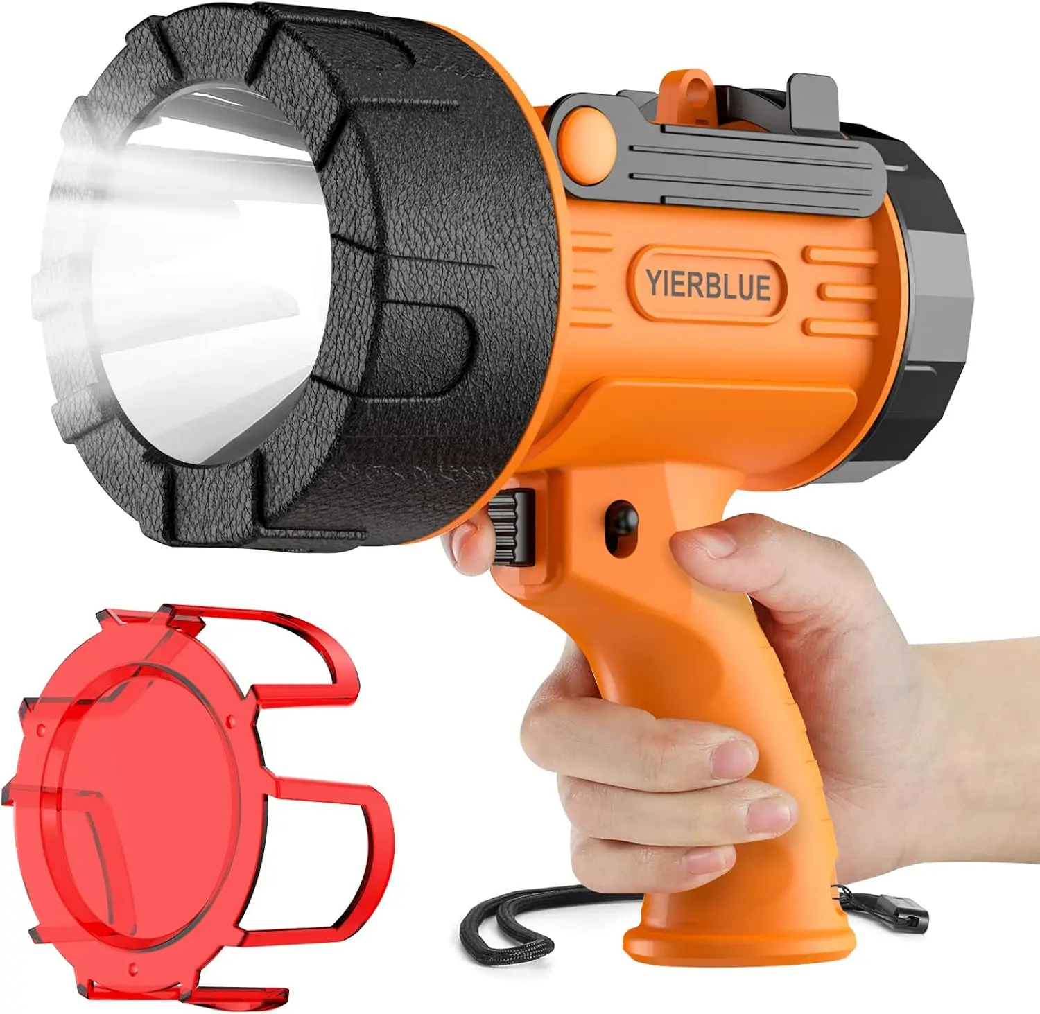 

2000000 Lumen Rechargeable Spotlight, IP67 Waterproof, 15H Runtime, Handheld Flashlight for Boating Camping