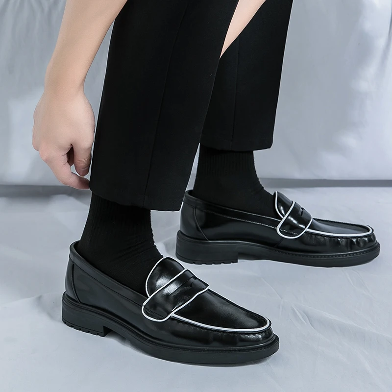 Men Fashion Dress Shoes Black Brown One Step Lightweight and Comfortable Lefu Shoes British Social Shoes Size 38-46 Men Shoes