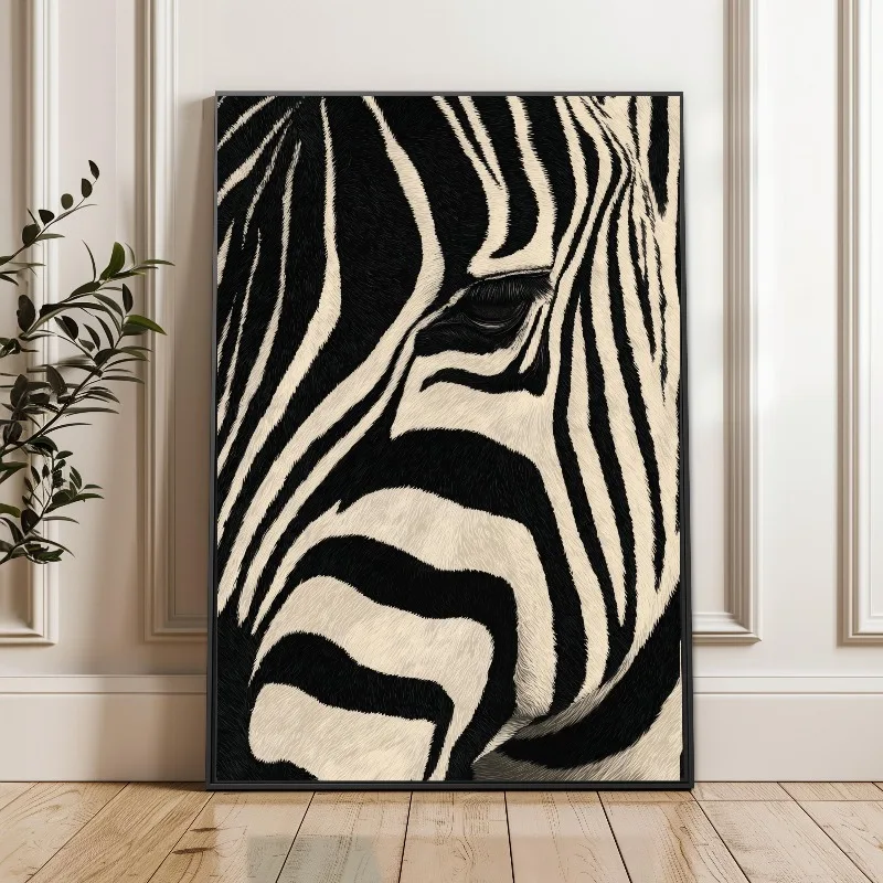Black and White Zebra Face Poster Canvas Painting Print Animal Aesthetic for Living Room Home Decor Cuadros