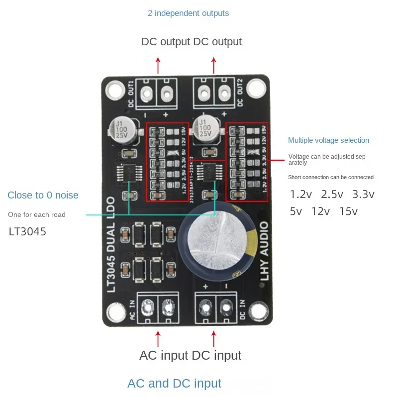 Nvarcher LT3045 dual-channel positive voltage DC stabilized power supply low noise high precision linear upgrade DAC