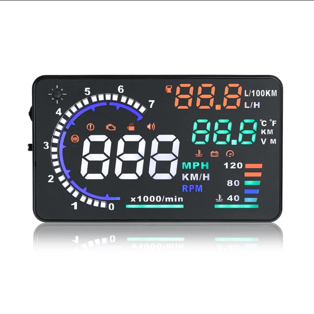 Hud Display for Car OBD2 Speed RPM Water Temperature Voltage Fuel Economy Real Data High Resolution Screen Compact Size