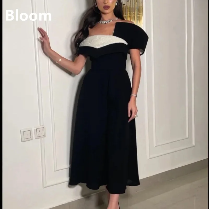 

New Style Black Prom Dresses Sequins Sleeveless Ankle-Length A-Line Saudi Arabia Formal Dresses For Women 2023