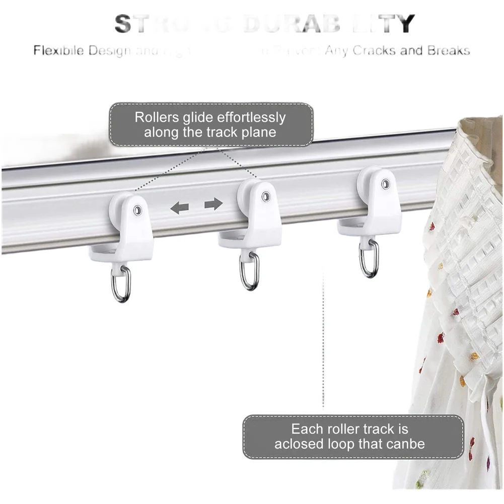 40PCS Sliding Pulleys for Curtain Tracks Designed to Maintain Quiet Function on Both Horizontal and Arched Rails