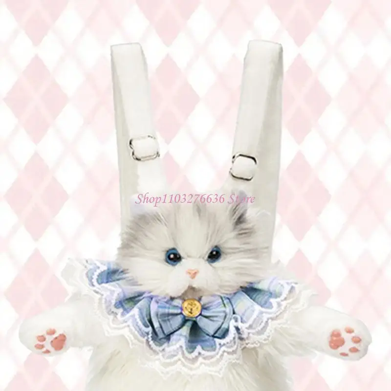 R6FD Functional Cats Plush Backpack for Kids Adults Daily Activities Companion