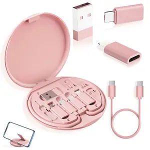 Bilashmart 60W Multi Type C To USB C To Micro USB To Lighting Fast Charging Phone Cable Kit IPhone 14 13 15 Pro Data Cable Storage Box