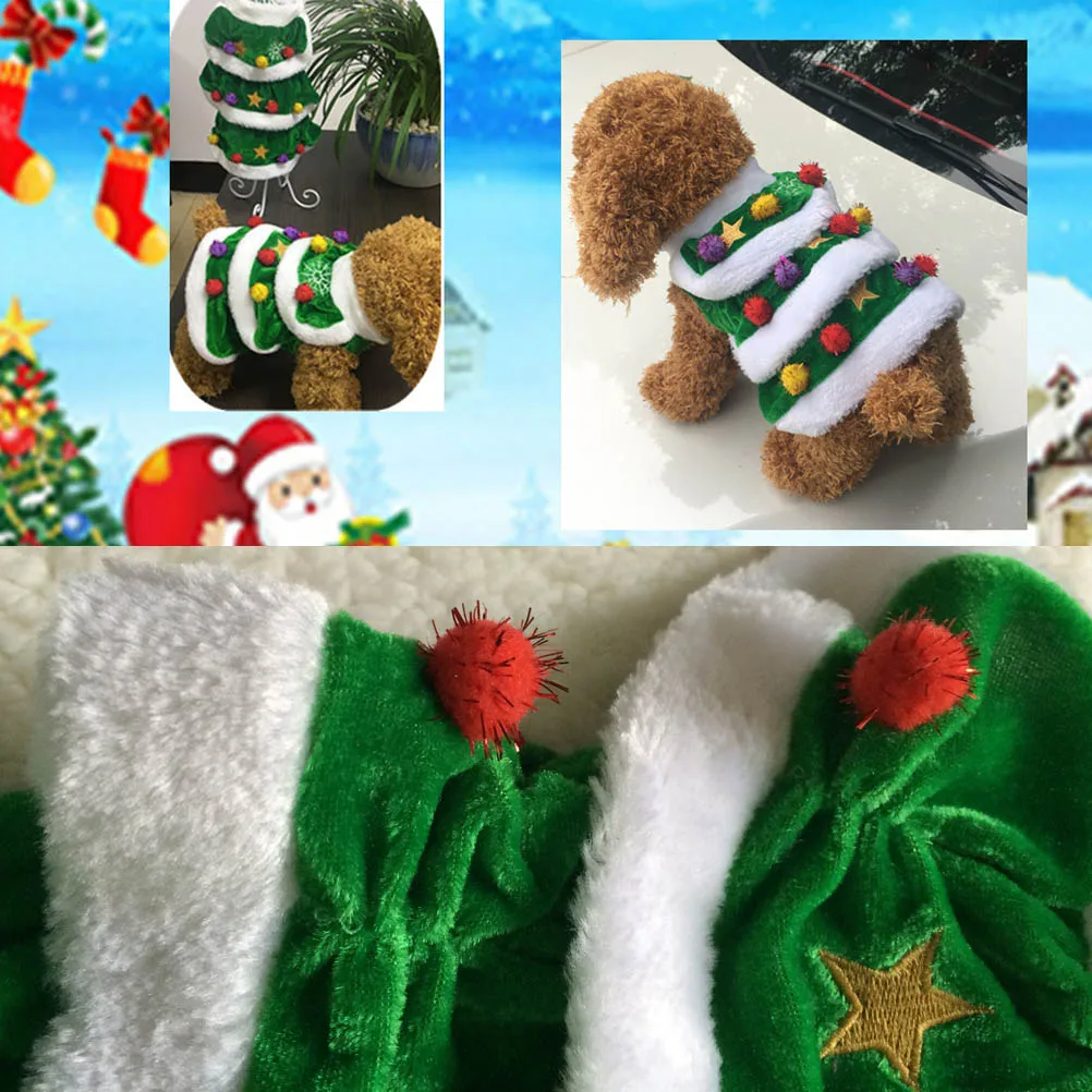 

Christmas Tree Dog Clothes Green Pet Costume Xmas Sweaters Outfit Hoodie Festival Party Photoshoot Dog Dress