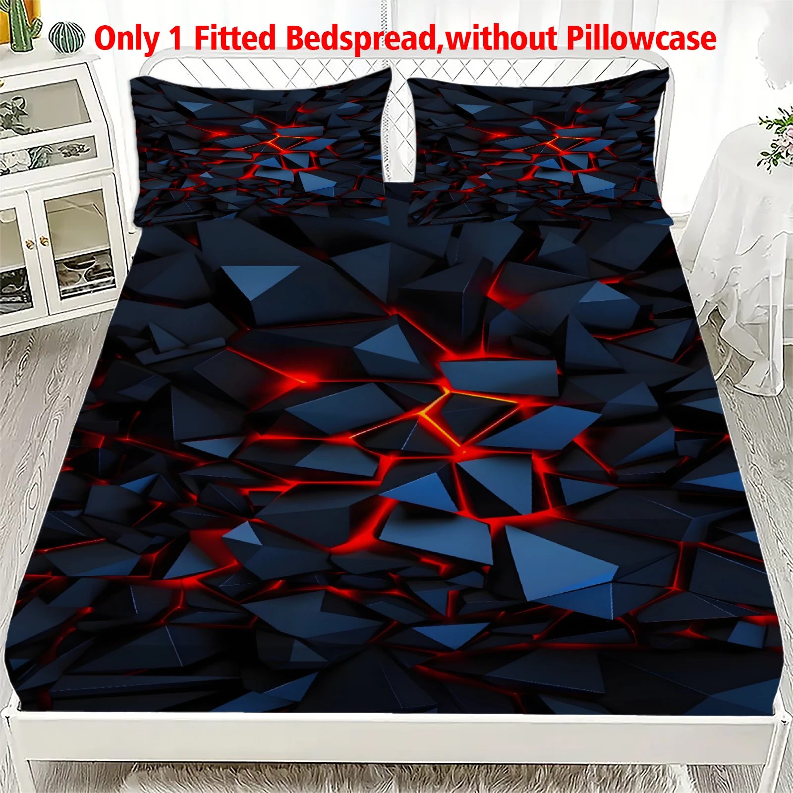 1 Stück Spannbettlaken-Set mit Visueller Geometrie Dynamischem Lava-Druck 100% Polyester Atmungsaktives Bettwäsche-Set für Wohndekoration – Detail 11