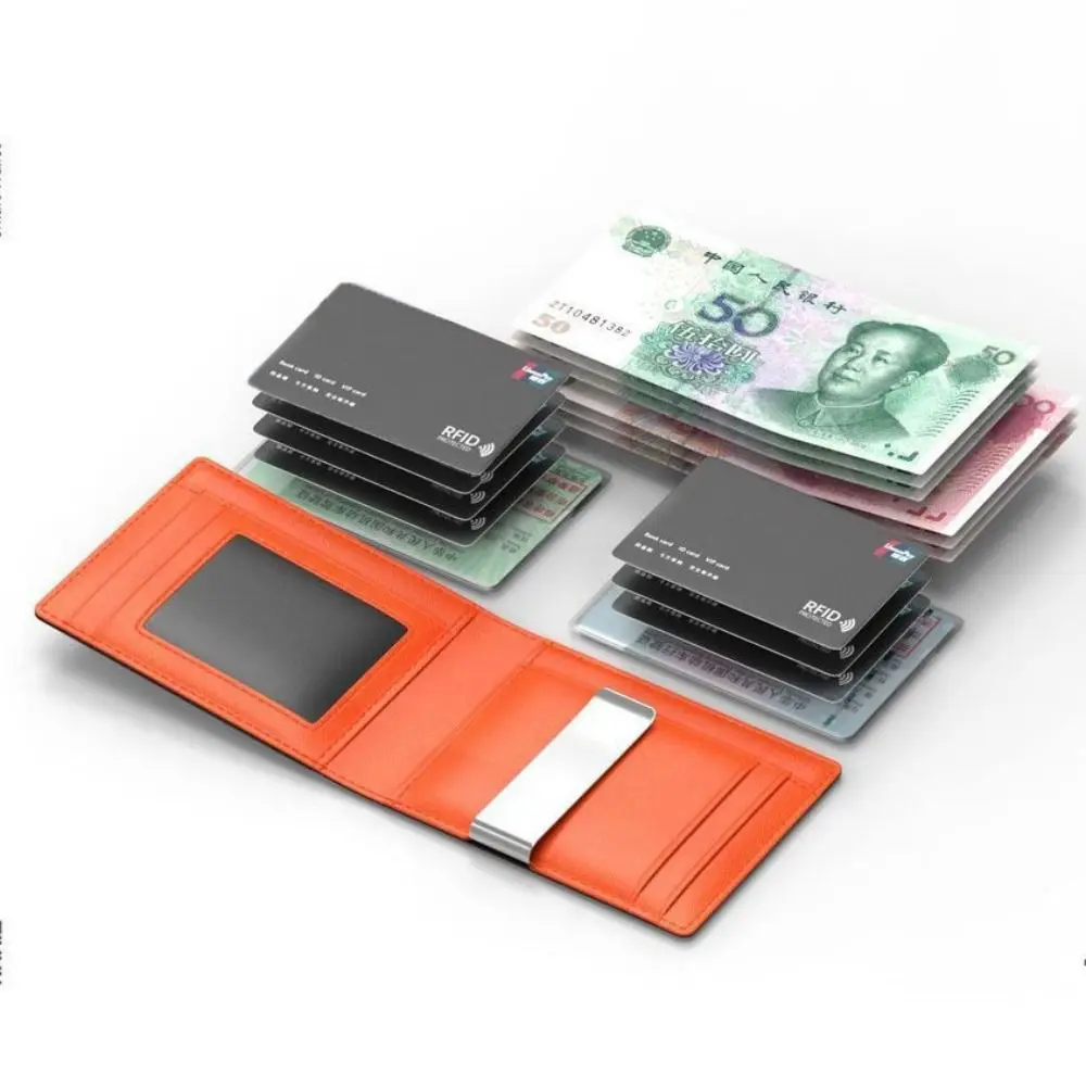 Fashion Bifold Design Business Card Holder Thin PU Leather Minimalist Wallet Multi-slot ID Badge Window Slim Wallet Business Us