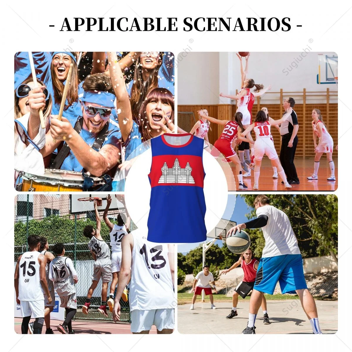 Cambodia Flag Men Basketball Sports Jersey Running Fitness Multifunction Sleeveless tshirt Exclusive Custom Name Nunber