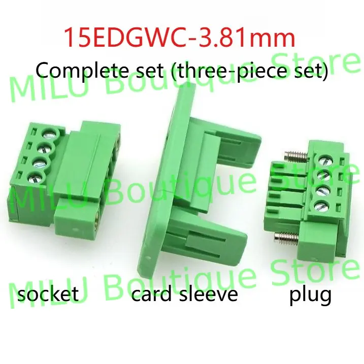 1Sets 15EDGWC Pitch 3.81mm 2P/3P/4P/5P/6P/8P/9P/10P/12P/16P/18P/22P Pluggable Terminal Block Connector JM15EDGKM 3.81mm Pitch