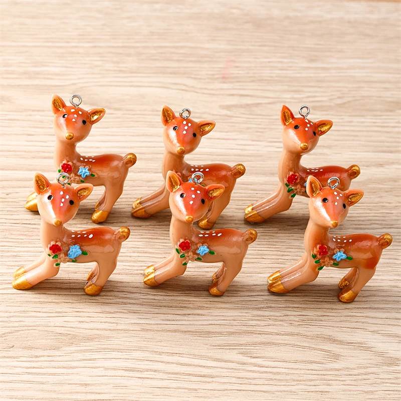

5pcs 37x44mm Cartoon Animal Charms Resin 3D Deer Charms Pendants for Jewelry Making Earrings Necklaces Bracelets DIY Crafts Gift
