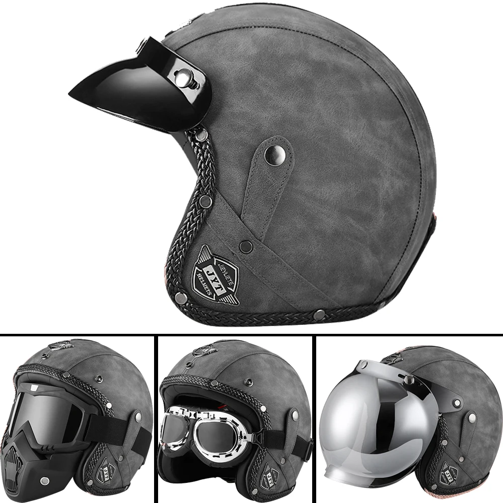 DOT 3/4 cascos De motocicleta  - Vintage Open Face Retro Helmet reseña y precio