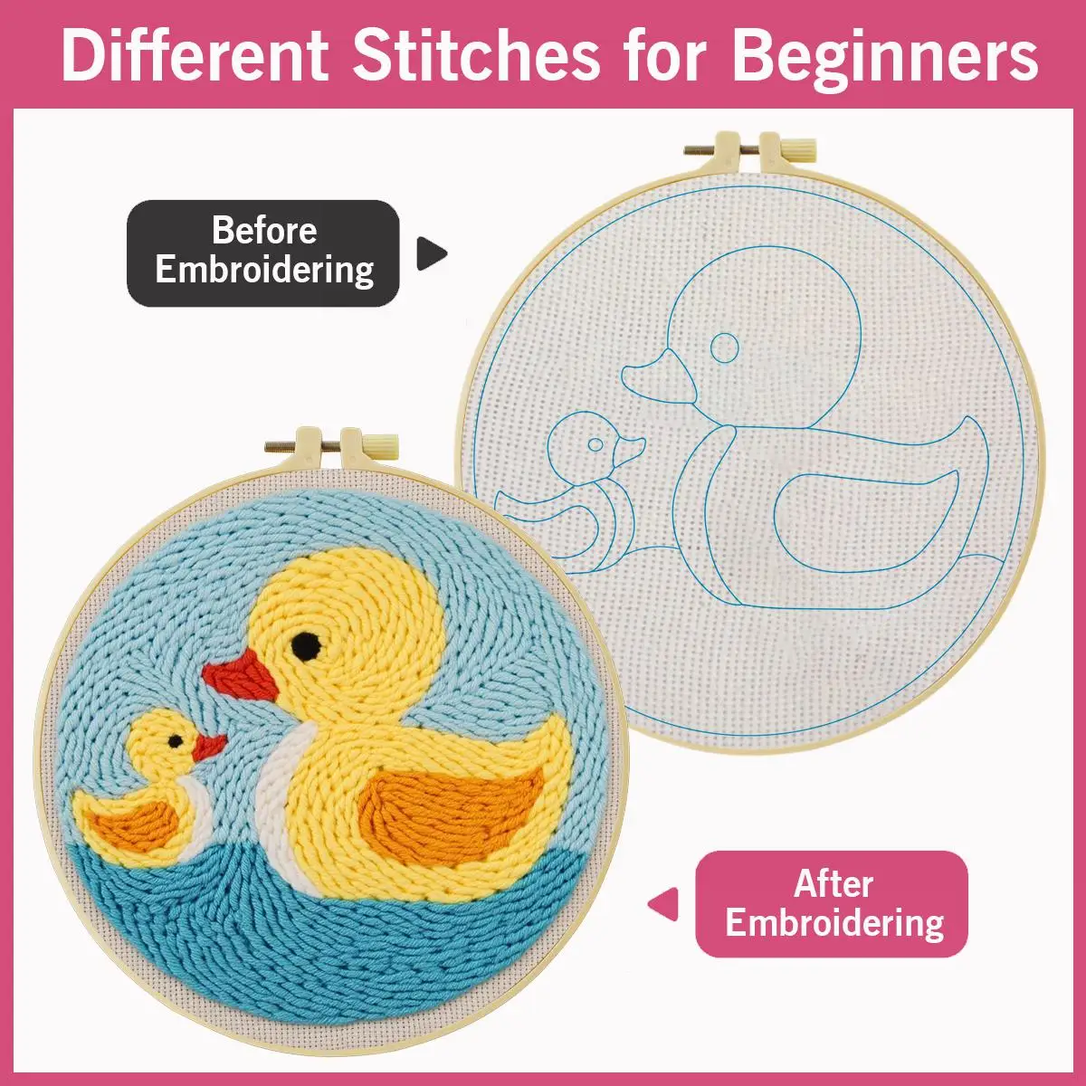 20X20CM/7,87 Zoll Tier - Ente Stanznadel-Stickerei-Set, Stickerei-Kit, Gestrickte Stickerei, DIY Handgemachtes Geschenk, Nadelkunst – Detail 4
