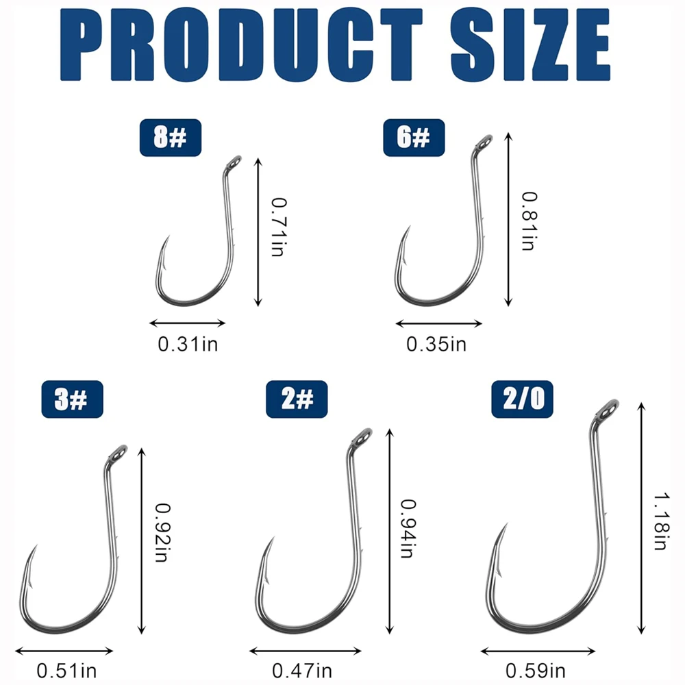 100/200Pcs Octopus Baitholder Fishing Hooks Kit Offset Circle Hooks High Carbon Steel Sharp J Hooks Live bait Fish Hooks